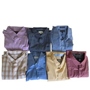 Mens Button Down Shirt Lot  7 Pieces Large 16.5-35 izod Dockers 8th Ave Bruno